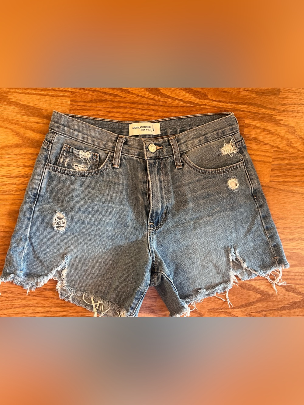 Just Black Light Blue Distressed Boyfriend Denim Shorts